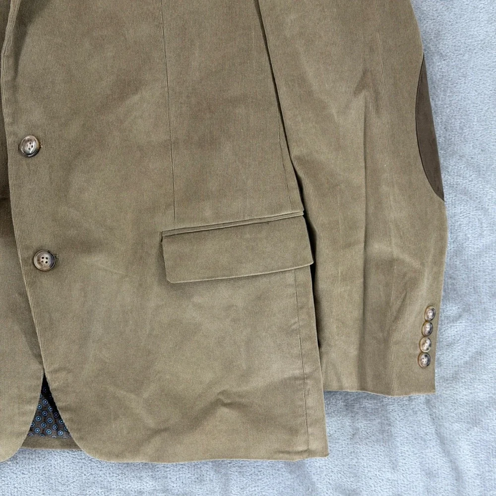 Lauren Ralph Lauren Mens 46R‎ Corduroy Sport Coat Tan Elbow Patches Blazer 46 R
